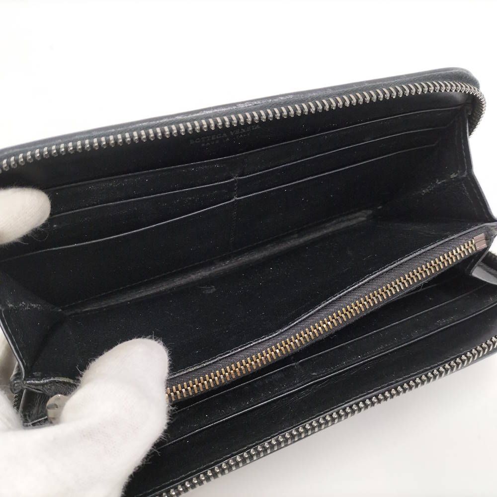 Bottega Veneta Zip Around Wallet Intrecciato Black — view 8