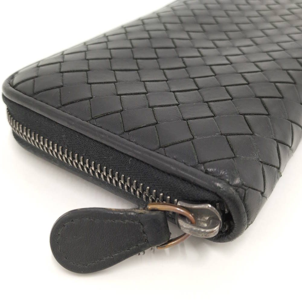 Bottega Veneta Zip Around Wallet Intrecciato Black — view 4