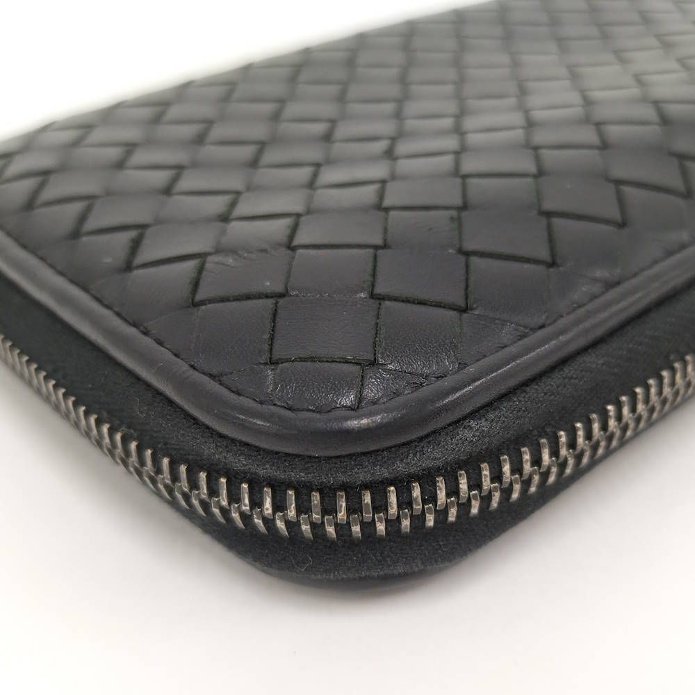 Bottega Veneta Zip Around Wallet Intrecciato Black — view 6