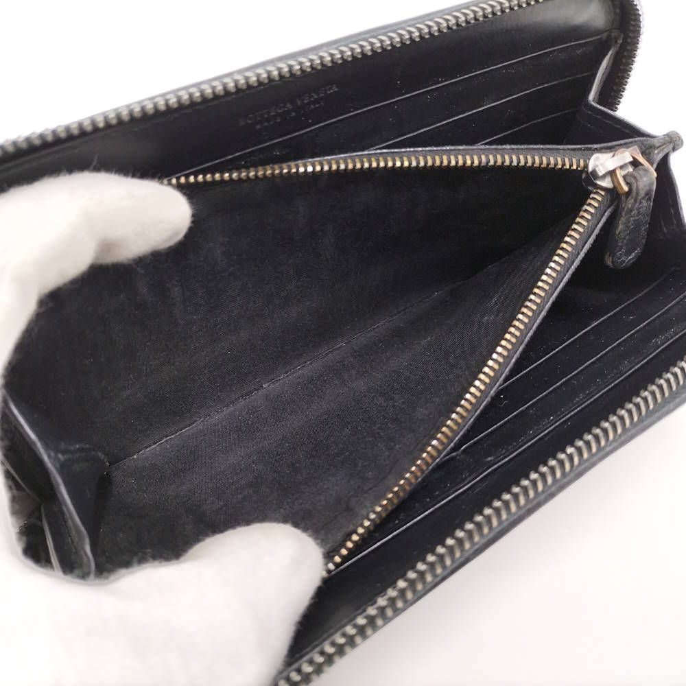 Bottega Veneta Zip Around Wallet Intrecciato Black — view 9