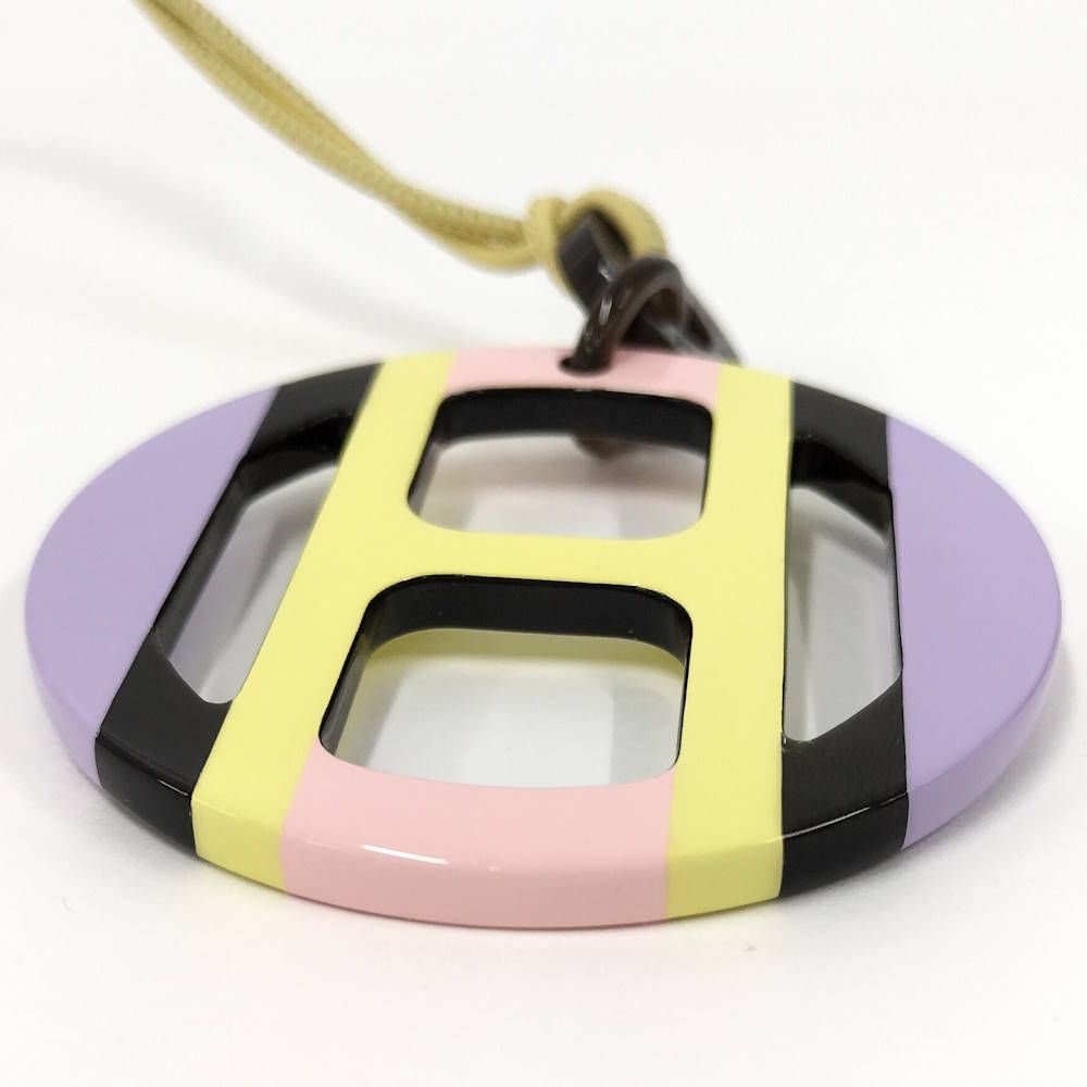 Hermes Equip Buffalo Horn Necklace Leather Plastic Multi Yellow — view 5