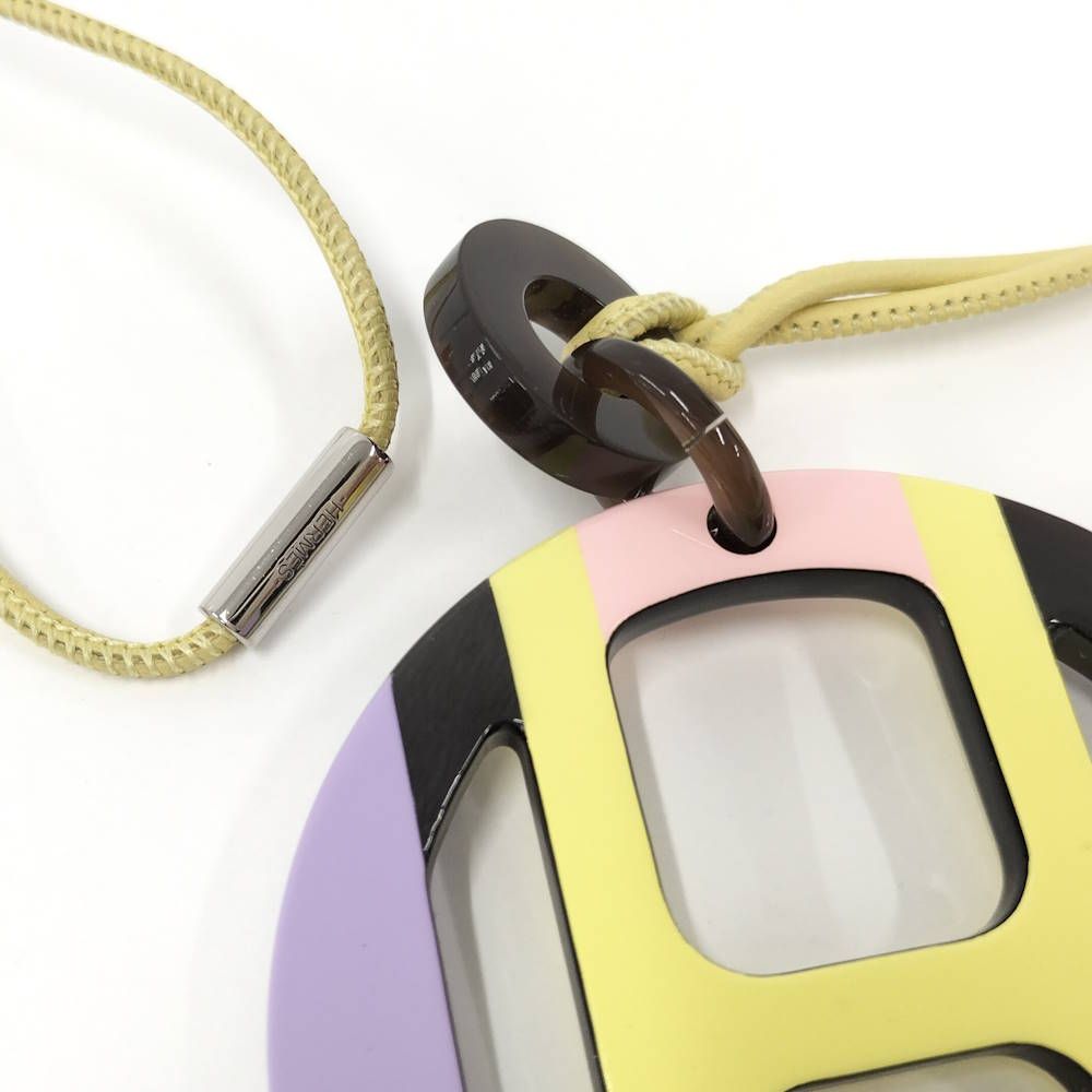 Hermes Equip Buffalo Horn Necklace Leather Plastic Multi Yellow — view 7