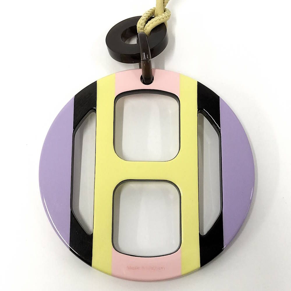 Hermes Equip Buffalo Horn Necklace Leather Plastic Multi Yellow — view 2