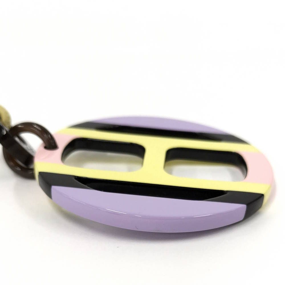 Hermes Equip Buffalo Horn Necklace Leather Plastic Multi Yellow — view 4