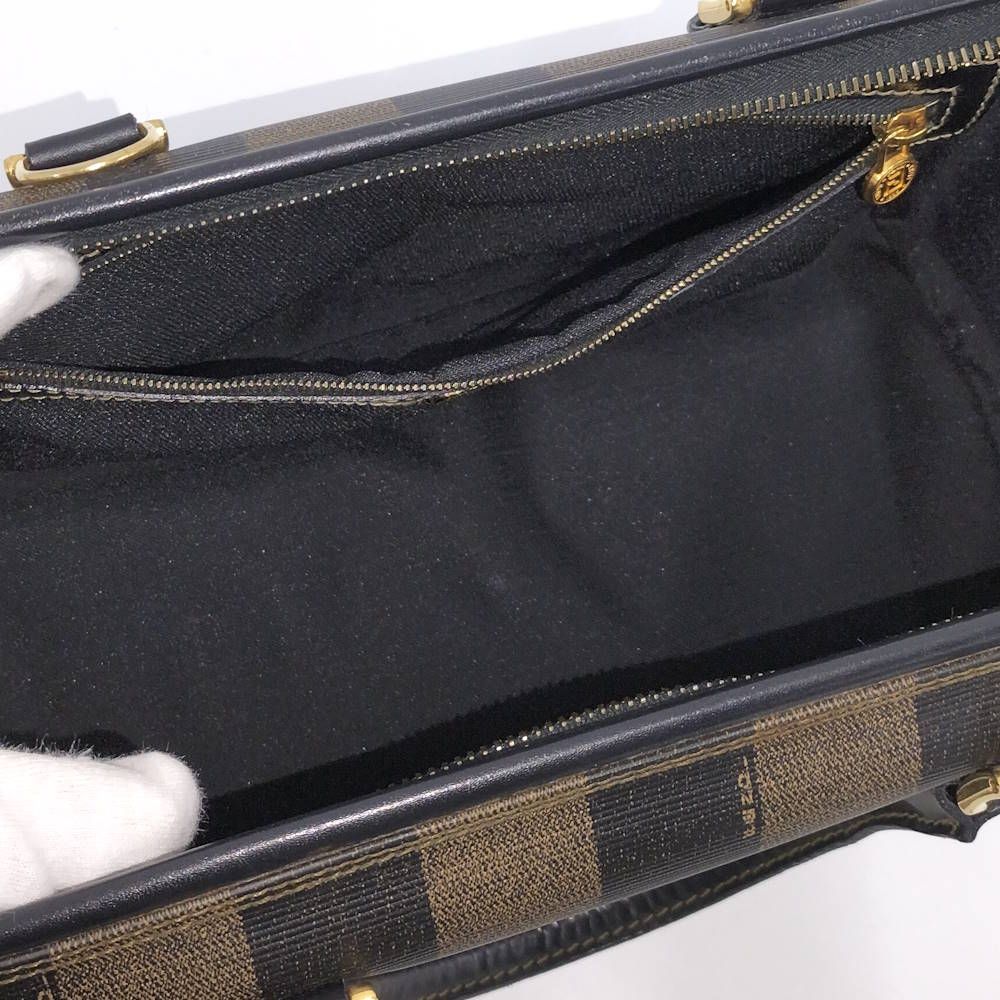 Fendi Pecan Mini Boston Bag Coating Khaki Black — view 9