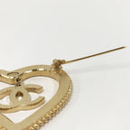 Chanel Heart Brooch CC Logo Rhinestone Gold Plated — view 5