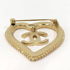 Chanel Heart Brooch CC Logo Rhinestone Gold Plated — view 4