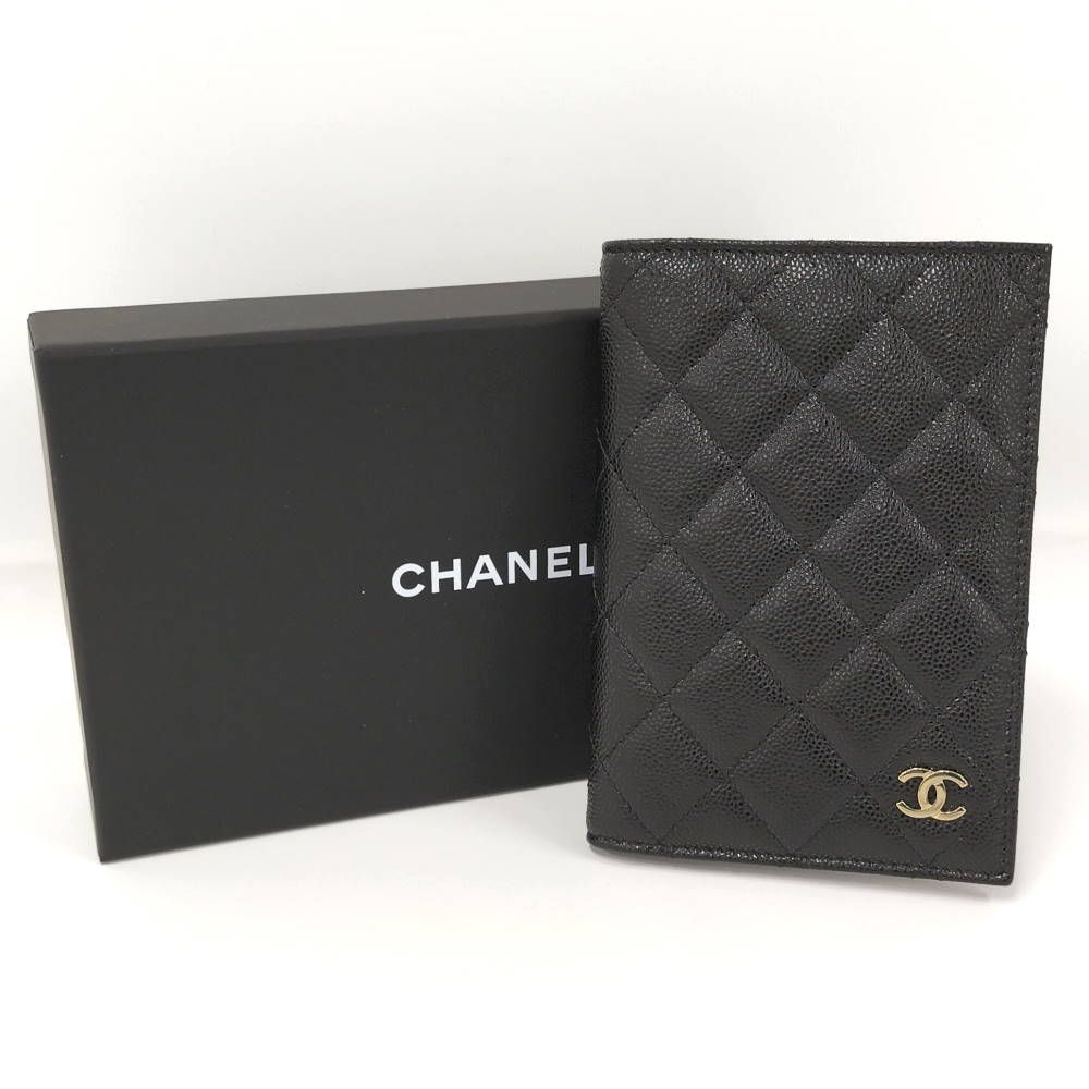 Chanel Passport Case Quilted CC Logo Caviar Leather Black — view 9