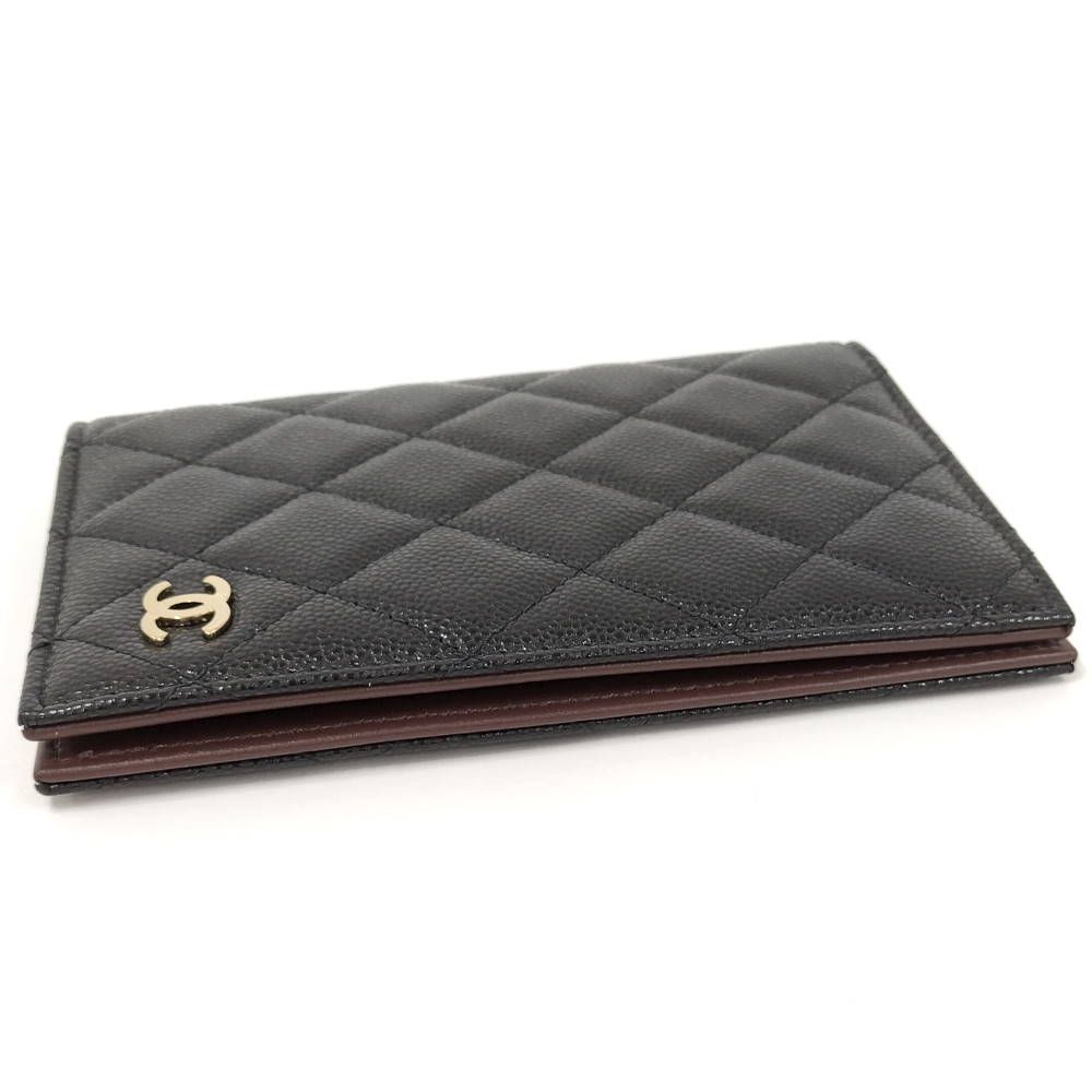 Chanel Passport Case Quilted CC Logo Caviar Leather Black — view 5