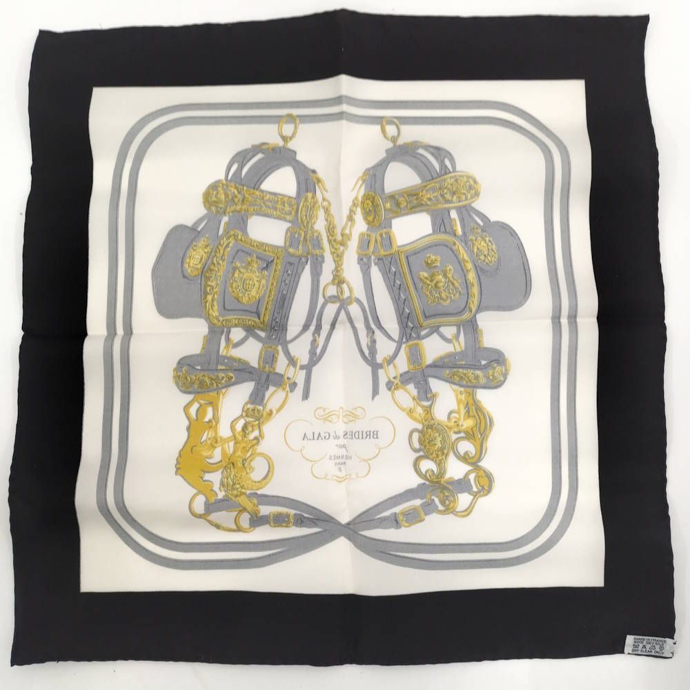 Hermes Carre 45 Scarf Brides de Gala Ceremonial Bridle Black White — view 4