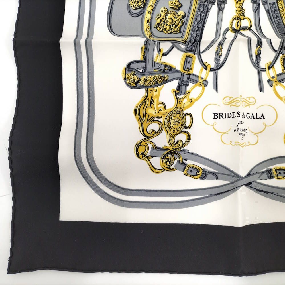 Hermes Carre 45 Scarf Brides de Gala Ceremonial Bridle Black White — view 7