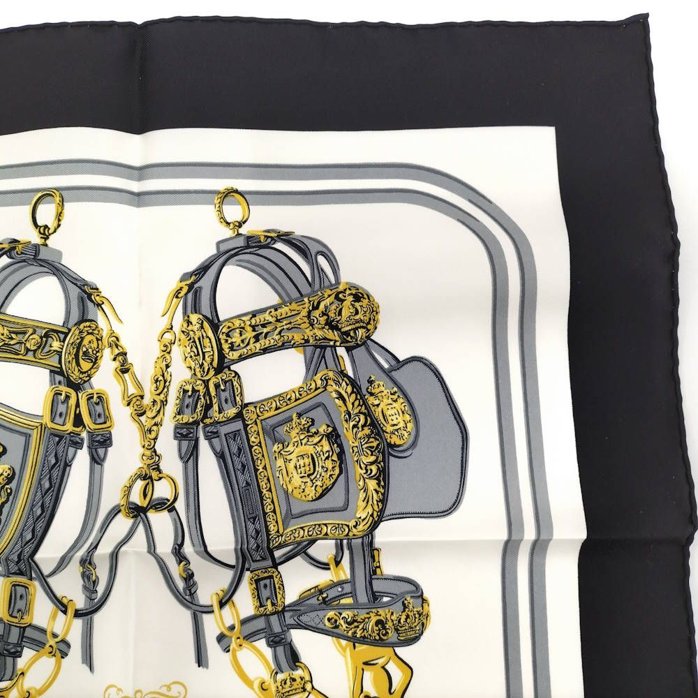 Hermes Carre 45 Scarf Brides de Gala Ceremonial Bridle Black White — view 6