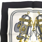 Hermes Carre 45 Scarf Brides de Gala Ceremonial Bridle Black White — view 5