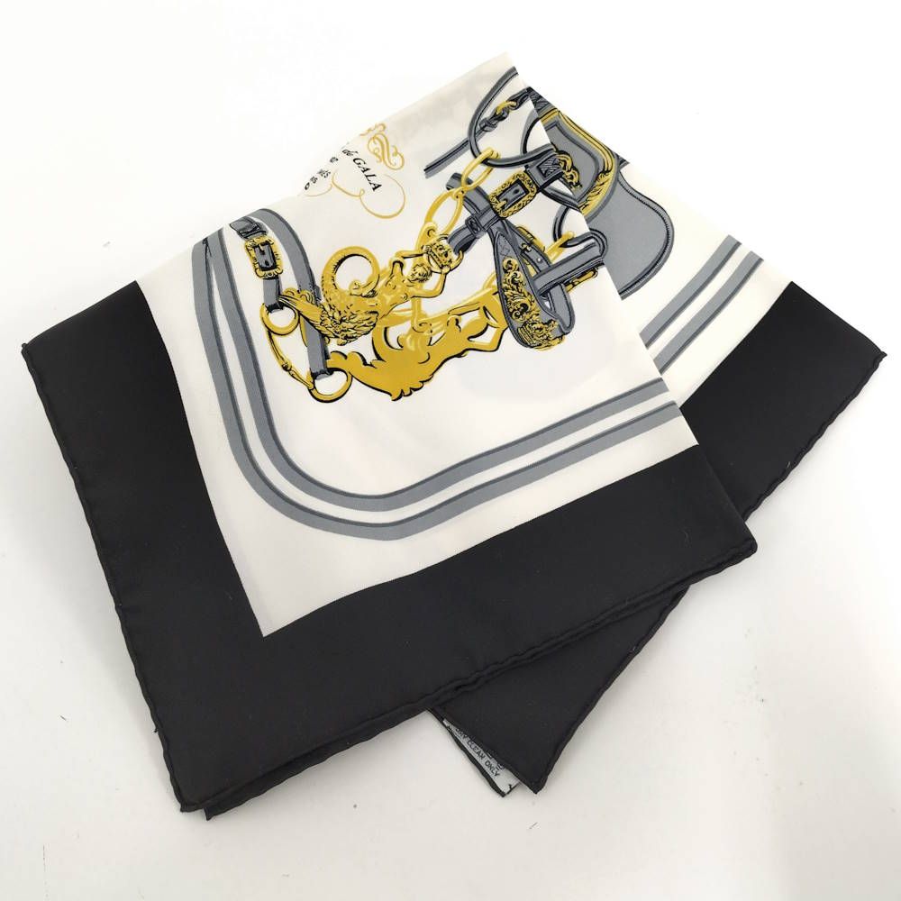 Hermes Carre 45 Scarf Brides de Gala Ceremonial Bridle Black White — view 2
