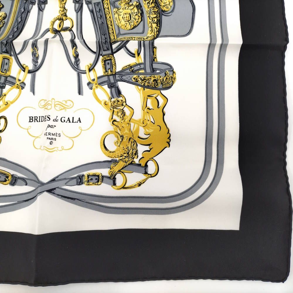 Hermes Carre 45 Scarf Brides de Gala Ceremonial Bridle Black White — view 8