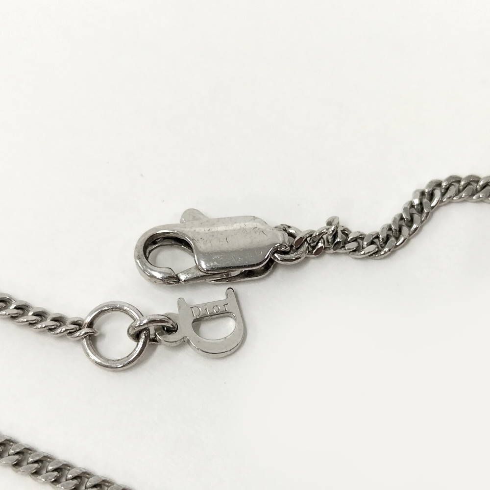 Dior Butterfly Necklace Logo Rhinestone Plated Silver — view 5