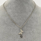 Dior Butterfly Necklace Logo Rhinestone Plated Silver — view 6