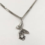 Dior Butterfly Necklace Logo Rhinestone Plated Silver — view 2
