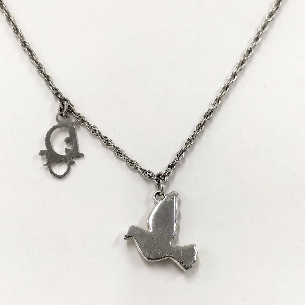 Dior Necklace Bird Rhinestone Silver Plated — view 2