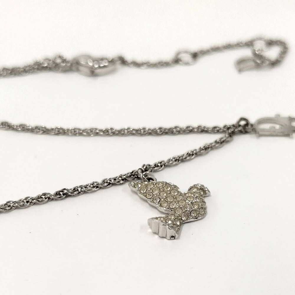 Dior Necklace Bird Rhinestone Silver Plated — view 4