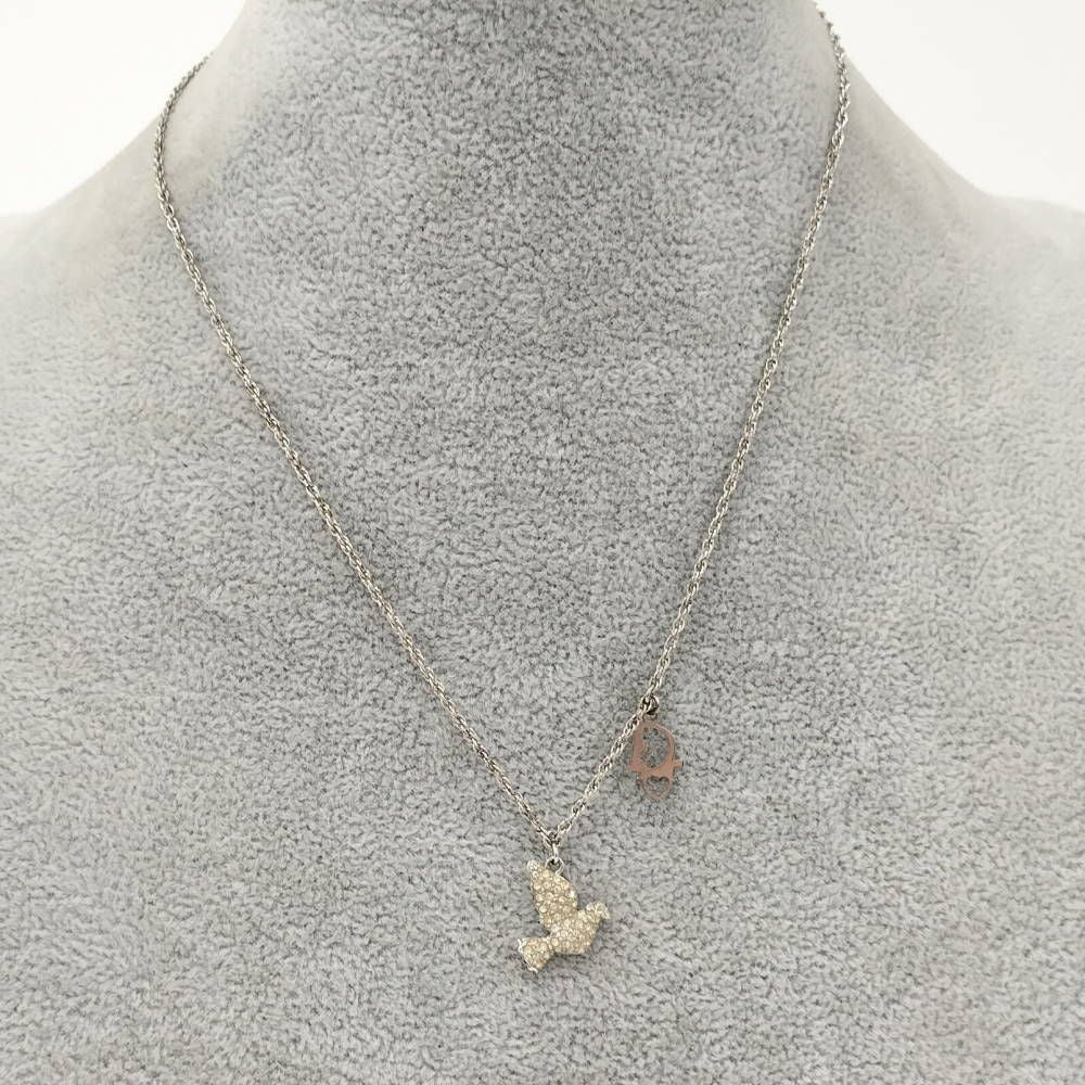 Dior Necklace Bird Rhinestone Silver Plated — view 7