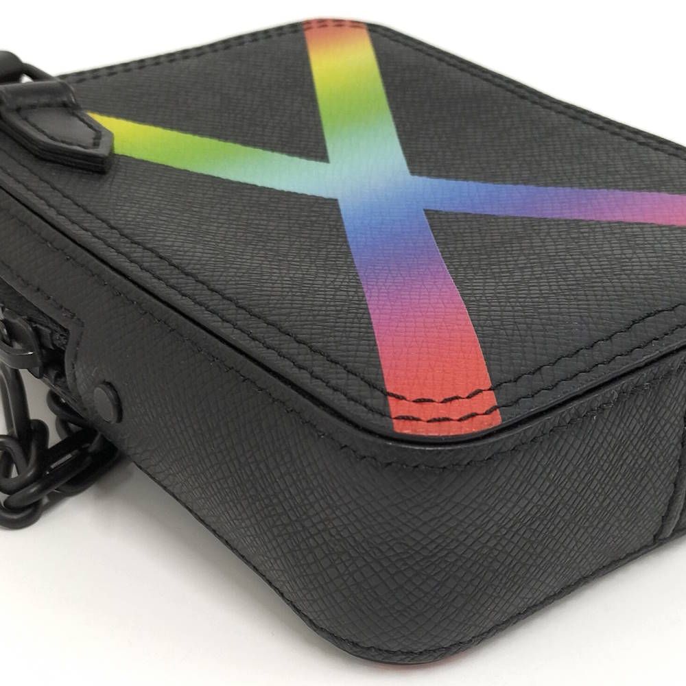 Louis Vuitton Danube Messenger Shoulder Bag Taiga Rainbow Noir Black — view 4