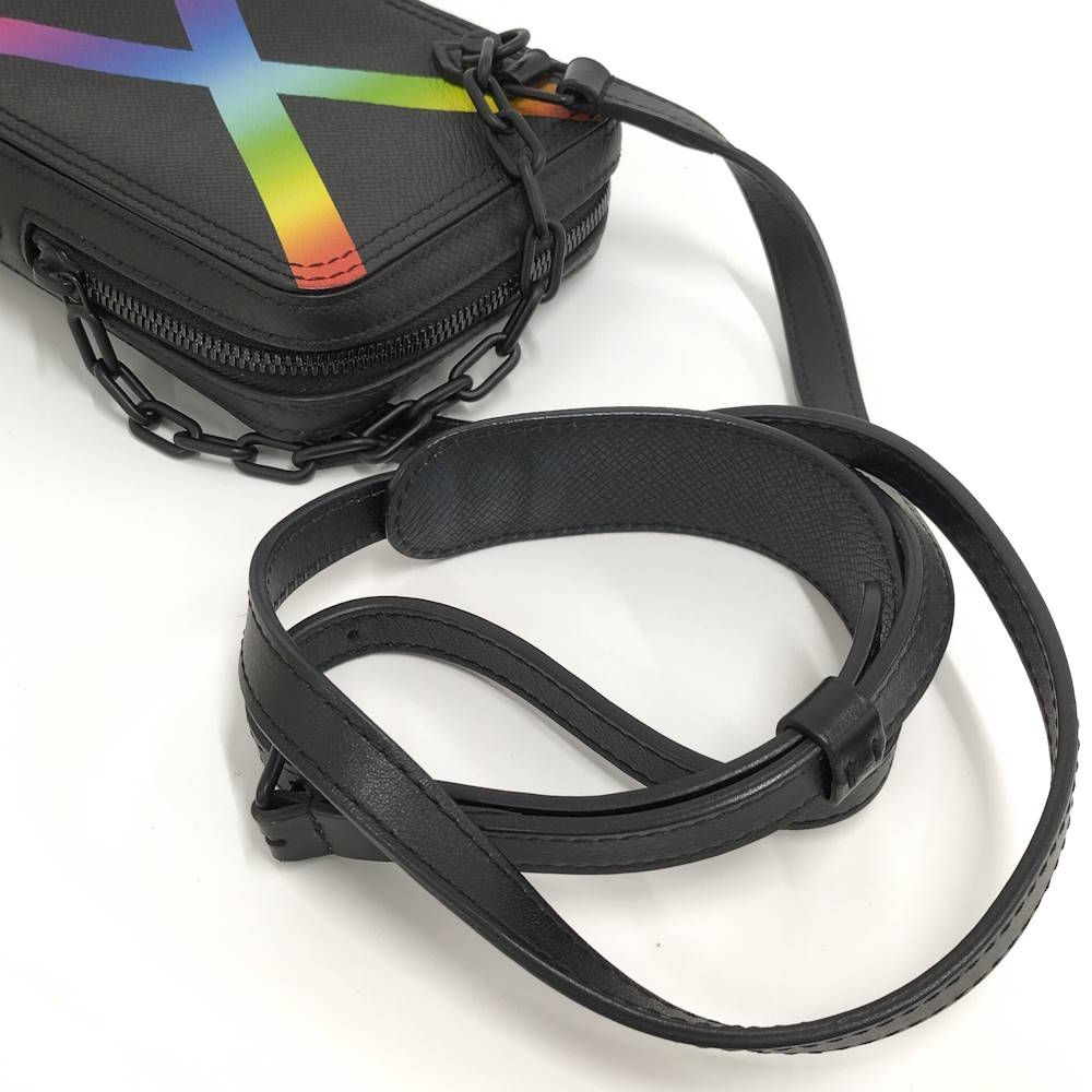 Louis Vuitton Danube Messenger Shoulder Bag Taiga Rainbow Noir Black — view 6