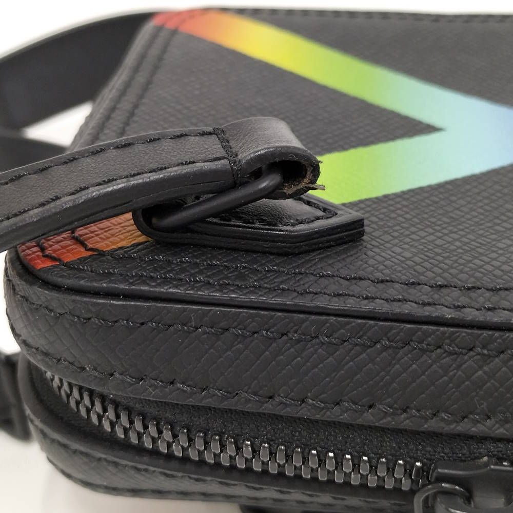 Louis Vuitton Danube Messenger Shoulder Bag Taiga Rainbow Noir Black — view 7