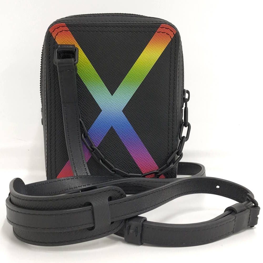 Louis Vuitton Danube Messenger Shoulder Bag Taiga Rainbow Noir Black — view 2