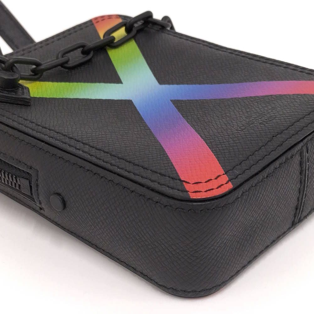 Louis Vuitton Danube Messenger Shoulder Bag Taiga Rainbow Noir Black — view 5