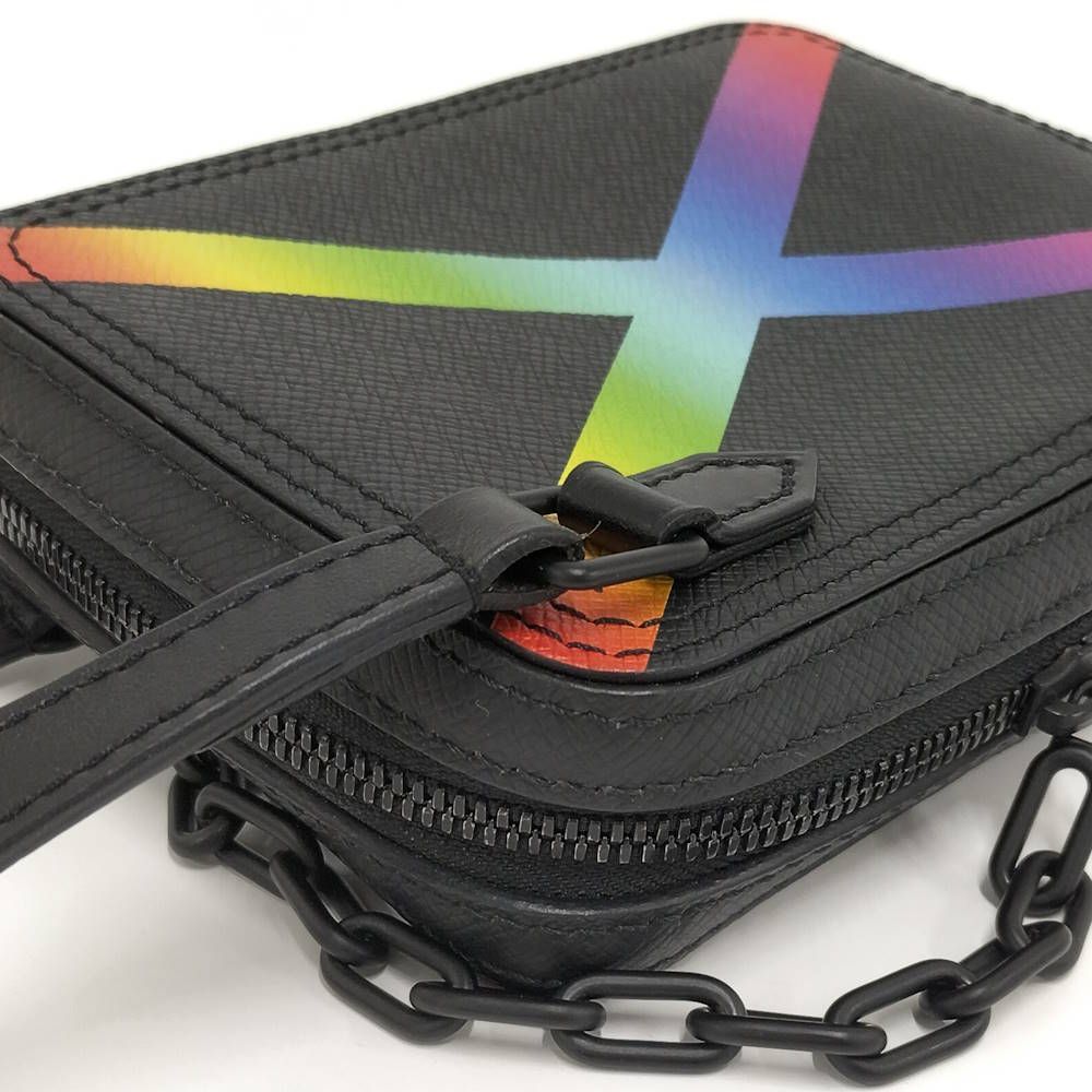 Louis Vuitton Danube Messenger Shoulder Bag Taiga Rainbow Noir Black — view 3