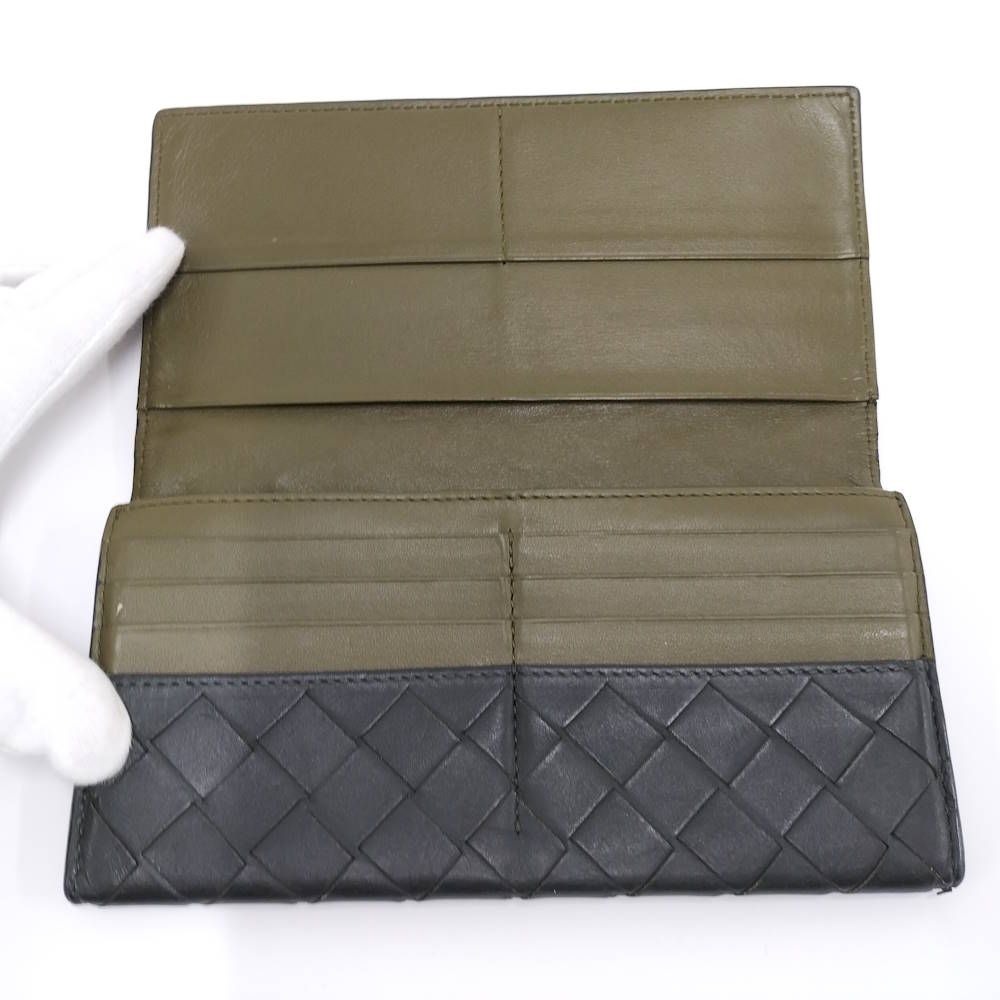 Bottega Veneta Bifold Wallet Intrecciato Leather Black Khaki — view 2