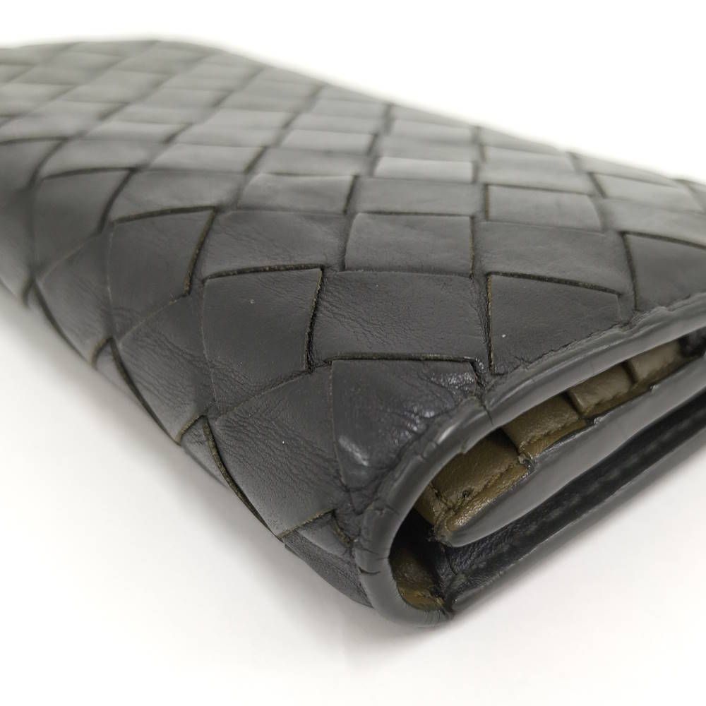 Bottega Veneta Bifold Wallet Intrecciato Leather Black Khaki — view 5