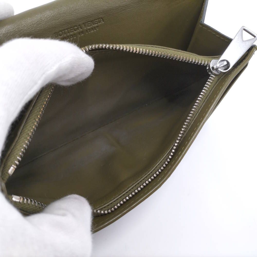 Bottega Veneta Bifold Wallet Intrecciato Leather Black Khaki — view 9
