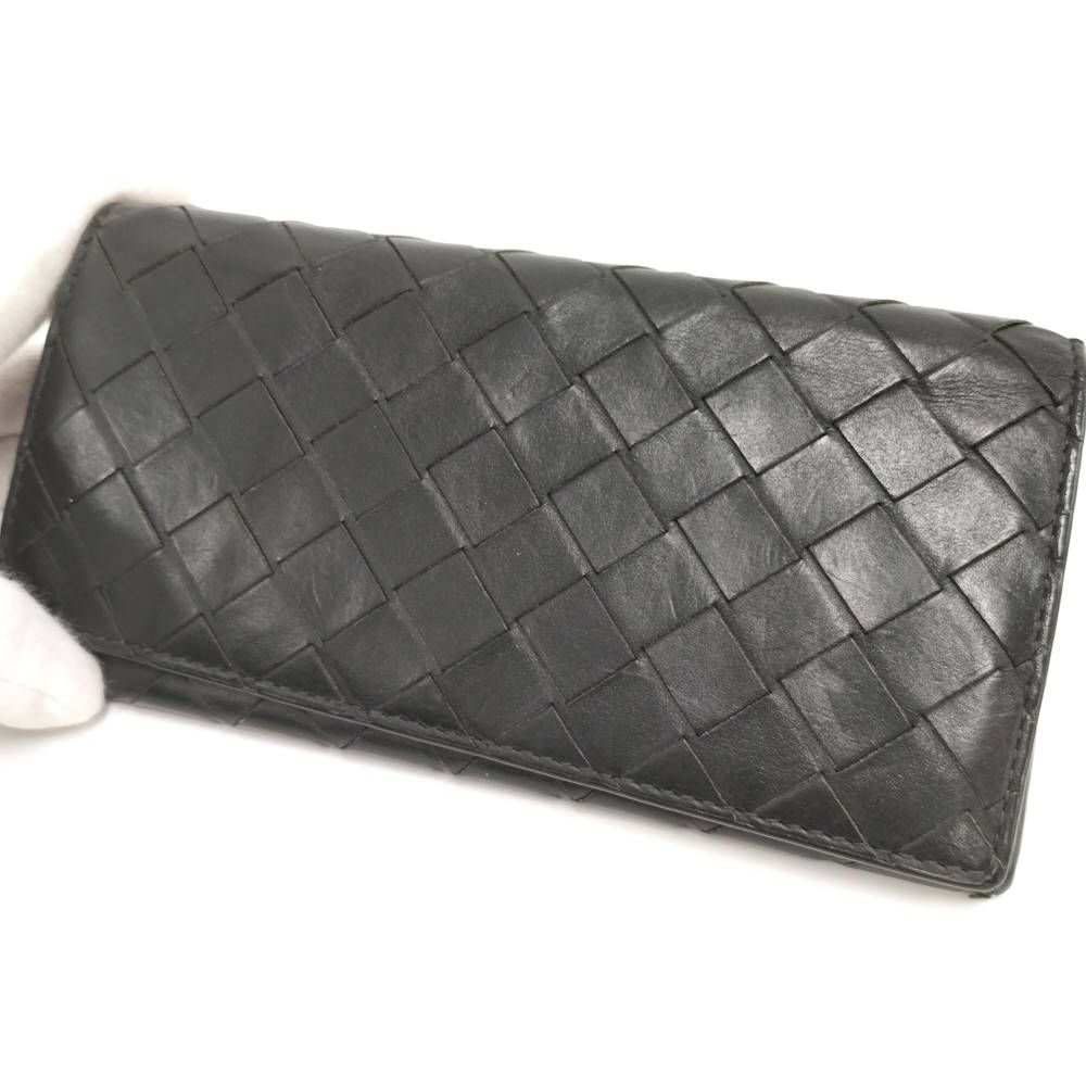 Bottega Veneta Bifold Wallet Intrecciato Leather Black Khaki — view 7