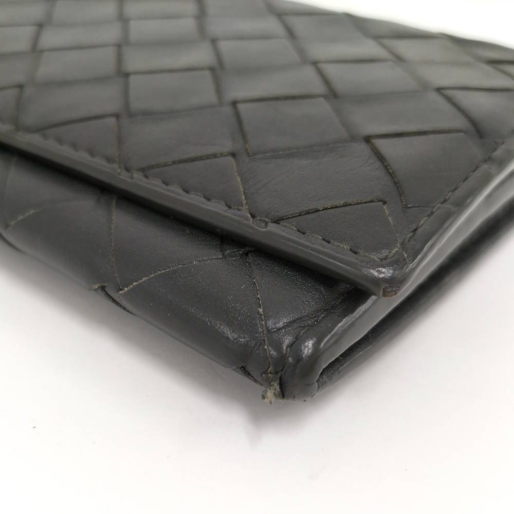 Bottega Veneta Bifold Wallet Intrecciato Leather Black Khaki — view 6