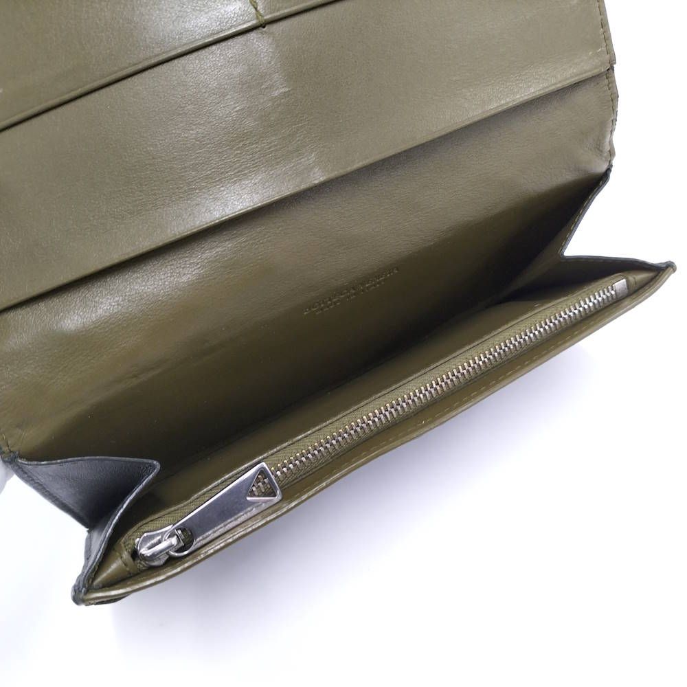 Bottega Veneta Bifold Wallet Intrecciato Leather Black Khaki — view 3