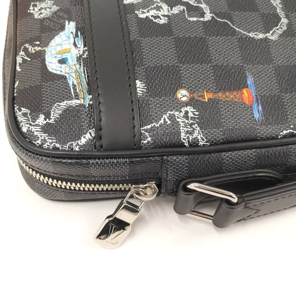 Louis Vuitton Danube PM NM Shoulder Bag Damier Graphite Map — view 6