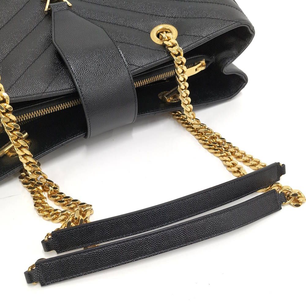 Saint Laurent Yves Chain Shoulder Bag Leather Black — view 4