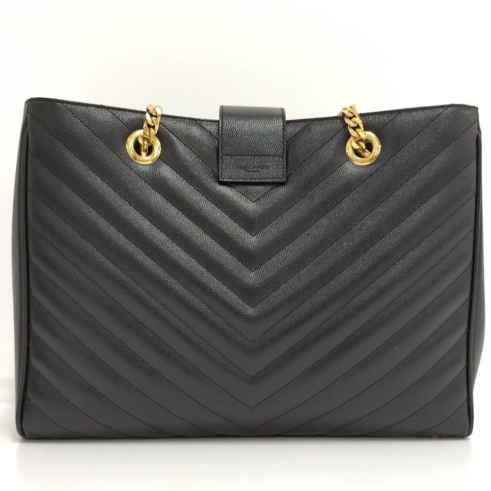 Saint Laurent Yves Chain Shoulder Bag Leather Black — view 2