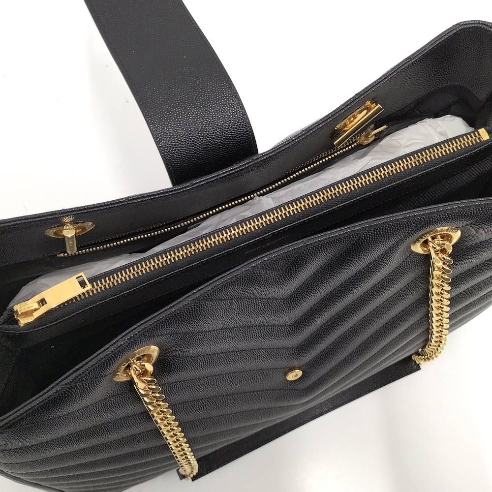 Saint Laurent Yves Chain Shoulder Bag Leather Black — view 6