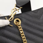 Saint Laurent Yves Chain Shoulder Bag Leather Black — view 5