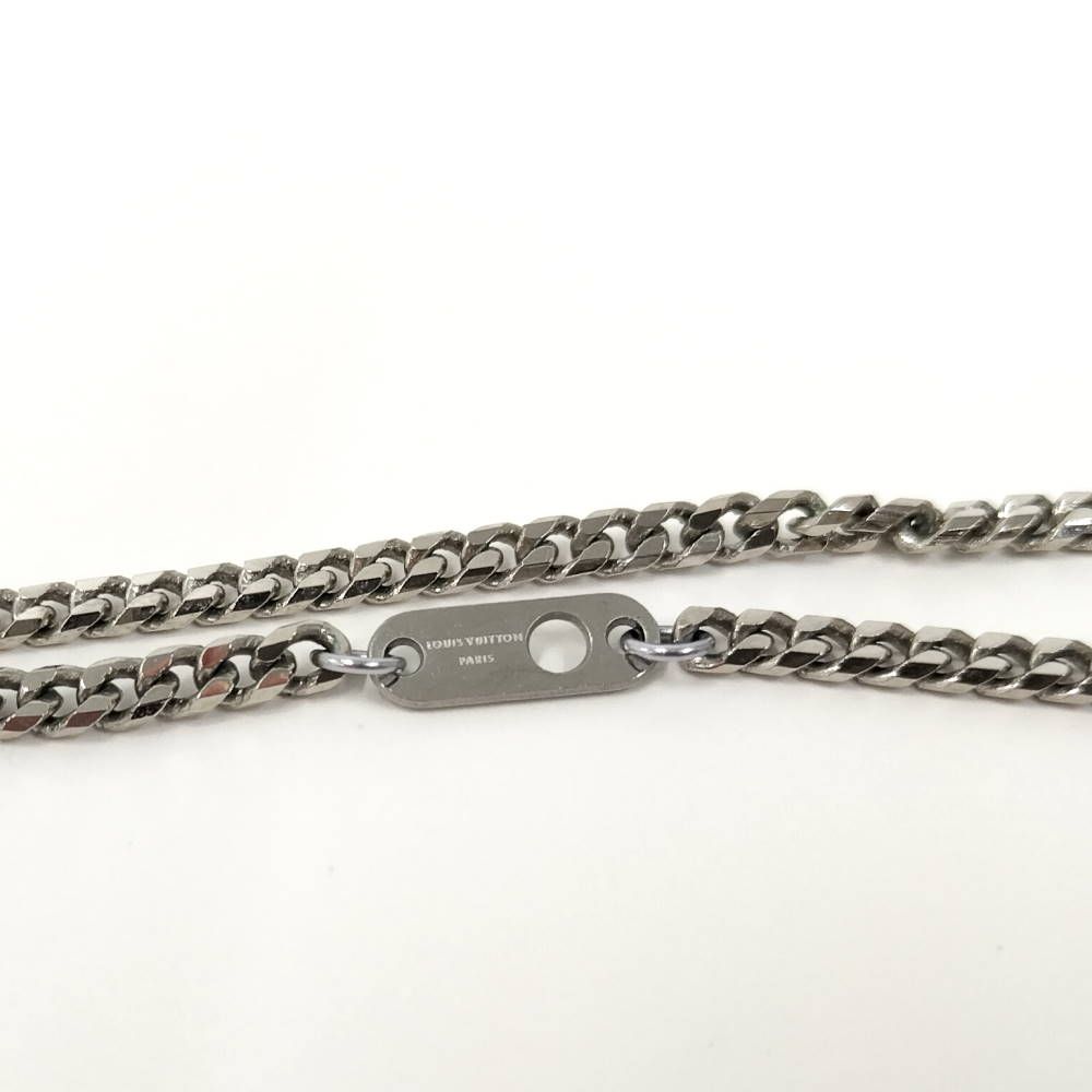 Louis Vuitton Pendant Monogram Chain Necklace LV Initial Plated Blue Silver — view 6