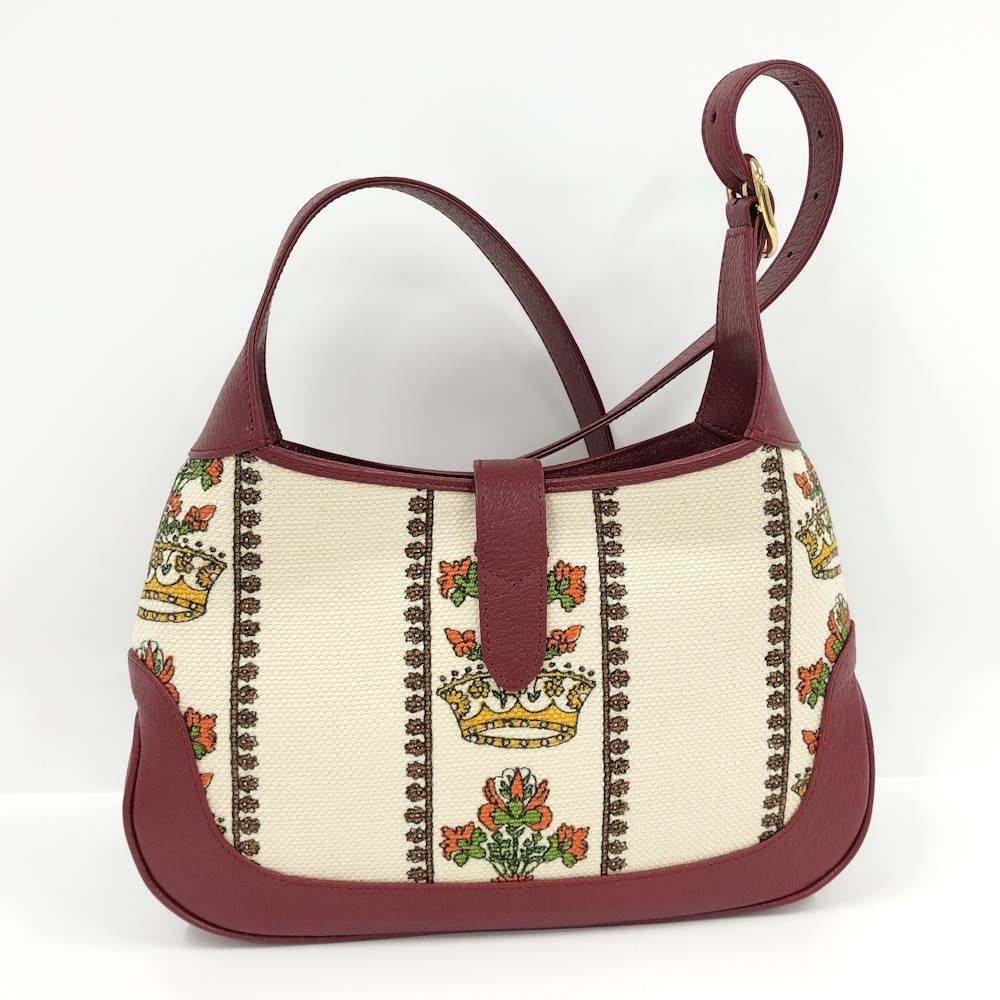 Gucci Jackie Small Shoulder Bag Music IS Mine Canvas Leather Red — view 2