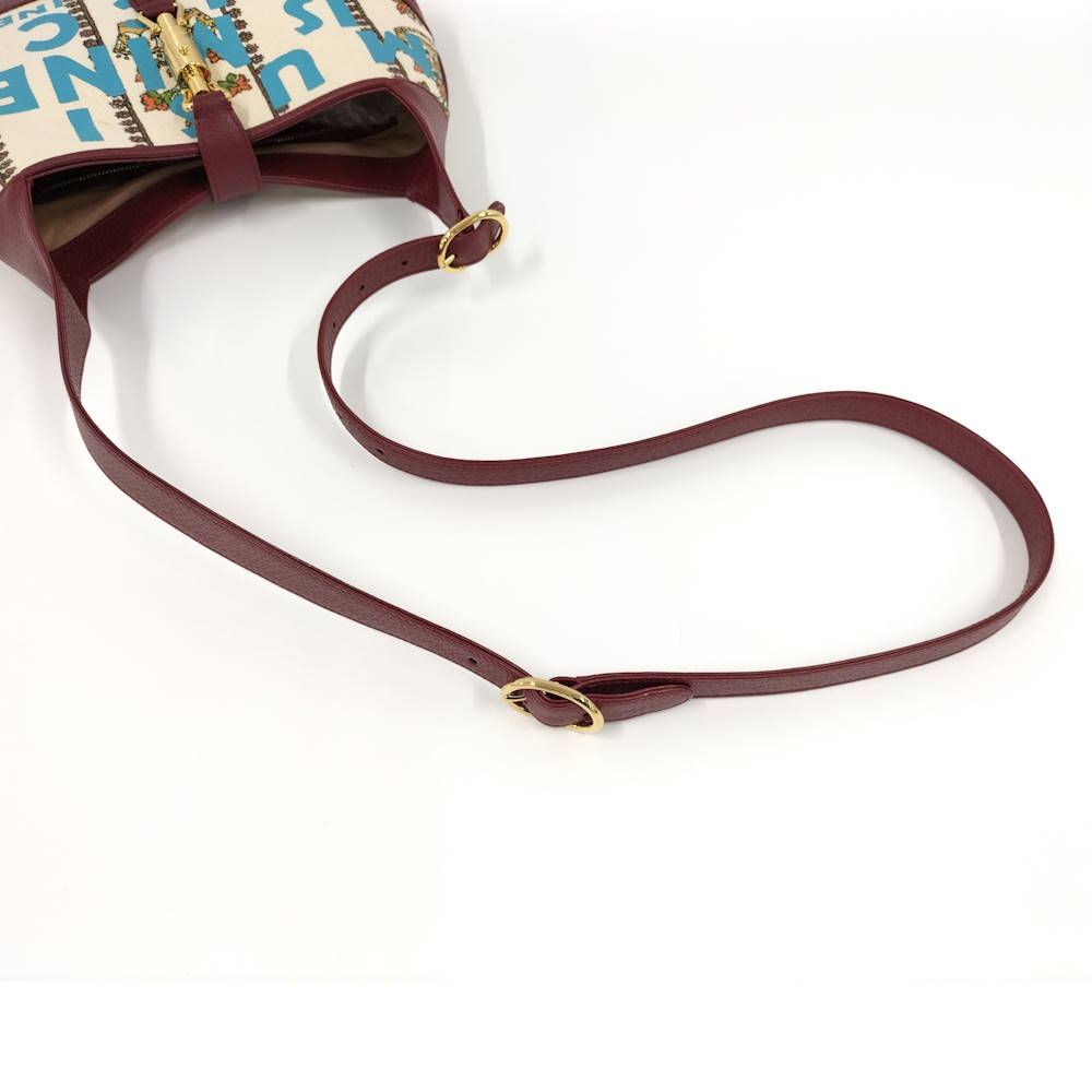 Gucci Jackie Small Shoulder Bag Music IS Mine Canvas Leather Red — view 4