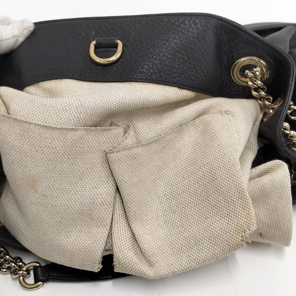 Gucci Chain Shoulder Bag Interlocking Leather Black — view 8