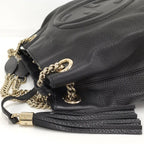 Gucci Chain Shoulder Bag Interlocking Leather Black — view 5