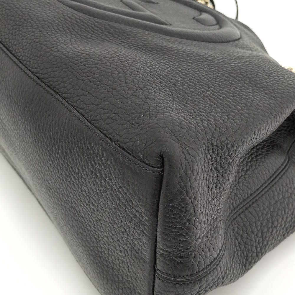 Gucci Chain Shoulder Bag Interlocking Leather Black — view 3