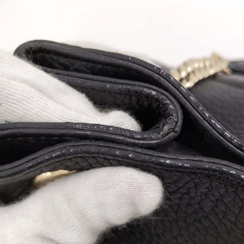 Gucci Chain Shoulder Bag Interlocking Leather Black — view 6