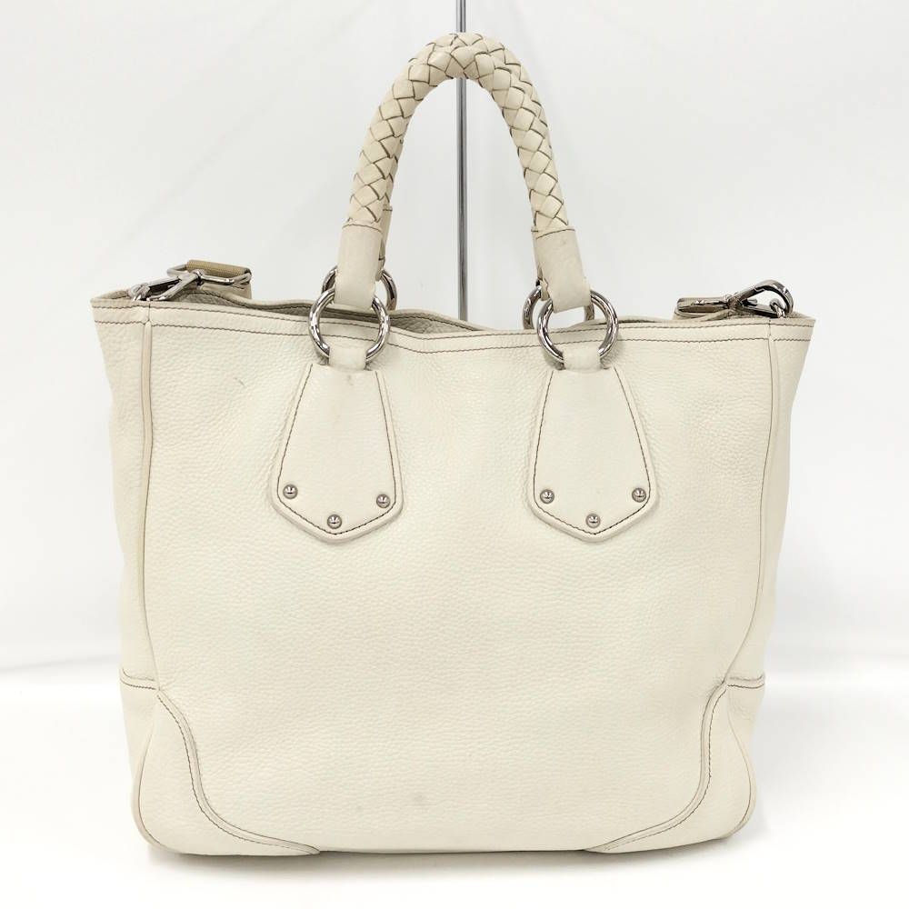 Prada 2-Way Tote Leather White — view 2